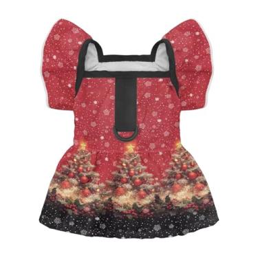 Imagem de Bivxisrvo Vestido de árvore de Natal para cães grandes para meninas e filhotes de Natal, camisa social para gatos e cães, vestido de princesa respirável para outono para festas de aniversário, roupas