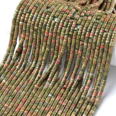 Imagem de 2 x 4 mm, 155 peças, cilindro de tubo unakite verde, Rondelle, abaco, disco, espaçador, contas soltas para fazer joias, pulseira, acessórios DIY