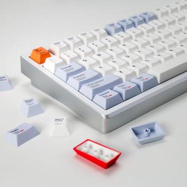 Imagem de YMKPVR KBDiy – Conjunto de teclas brancas estilo cerâmica com 139 teclas, perfil cereja para teclados mecânicos 60%/65%/75%/100% (compatível com Cherry MX/Gateron/Outemu)