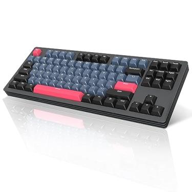 Imagem de A.JAZZ Teclado mecânico AKC087, sem fio, base de metal multicamadas, layout compacto TKL de 87 teclas, retrô tricolor, Hotswappable RGB, para Win/Mac