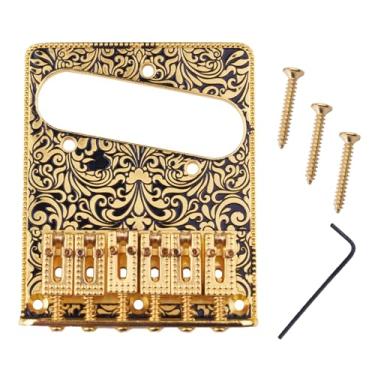 Imagem de DIAO79NI Ponte rolante de 6 cordas com padrão esculpido TL para guitarra elétrica estilo Telecaster (ouro)