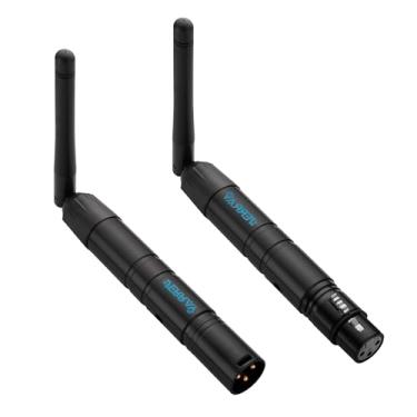 Imagem de Transmissor DMX sem fio profissional, prata e preto, com antena (preto)