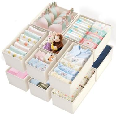 Imagem de Pacote com 12 roupas, organizadores de armário de cômoda para roupas íntimas de bebê, meias bege