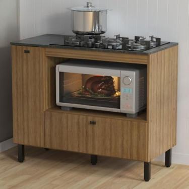 Imagem de Balcão de Cozinha para Cooktop 99,7 Cm 2 Portas Bl3316 Amêndoa - Tecno Mobili