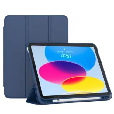 Imagem de Case Capa Compatível Para iPad 9, 8, 7 Geração 10.2" 10.5" Slim Inteligente Com Suporte Caneta Proteção Anti-Impacto Auto Sleep Tampa Magnética (Azul Marinho)