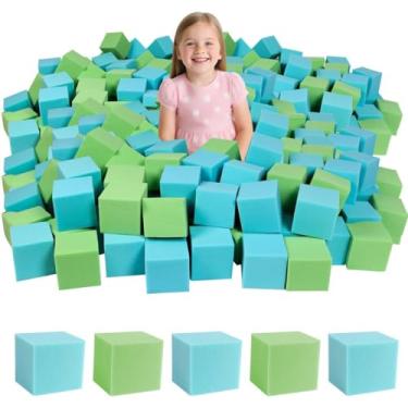 Imagem de WINTECY 48PCS Foam Cubes 5"x5"x5"- Foam Pit Blocks Set, Soft Stacking Blocks for Indoor Games,Trampolines, Gymnastics, Parkour & Action Sport(Green and Light Blue)
