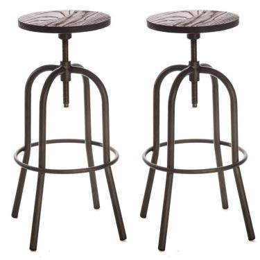 Imagem de Kit 2 Banquetas Giratória ANM6676B Parafuso Anima Office em Metal Base Fixo Assento Giratório Madeir