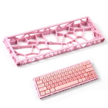 Imagem de Capa de teclado mecânico transparente compatível com teclado Wooting60/HM66/Mad60/M6lite/Rakka (rosa)