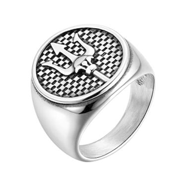 Imagem de Anéis Viking nórdicos masculinos - amuleto de aço inoxidável vintage nó celta nórdico Valknut runa deus Odin Mjolnir anel de dedo escandinavo martelo do Thor crânio guerreiro joia gótica para homens mulheres, 10, Aço inoxidável, Sem pedras preciosas