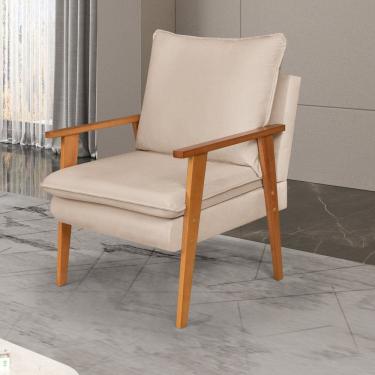 Imagem de Poltrona para Sala de Estar Decorativa Veludo Efatá Bege