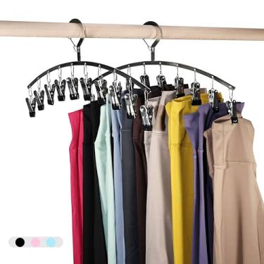 Imagem de Organizador de legging para armário, 2 unidades com 20 clipes, cabides de metal para calças de ioga, cabides à prova de vento para meias, sutiãs, roupas de bebê, roupas íntimas, economia de espaço