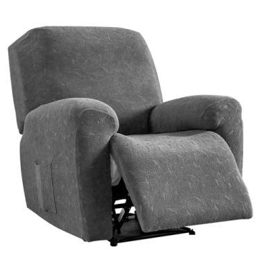 Imagem de Capas reclináveis, capas de cadeira reclináveis elásticas, capa de cadeira reclinável para poltronas com bolso lateral, capas protetoras para animais de estimação e crianças, boa escolha para sala de