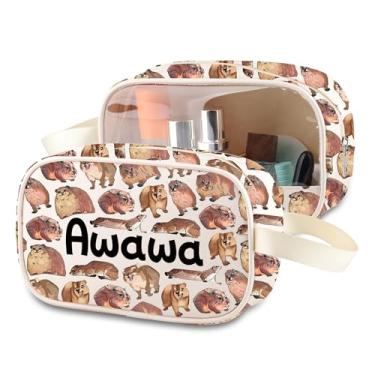 Imagem de MNIGIU Hyraxes Meme Bolsa de Maquiagem Presente para Amantes de Animais Awawa Bolsa de Cosméticos Transparente Funny Hyraxes Animal Gift Bolsa de Animais Selvagens, awawa