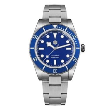 Imagem de San Martin Relógios masculinos – NH35 Movimento Automático Relógio de Mergulho SN008GC 40 mm Relógio de Pulso Masculino 20 Bar Impermeável Cristal Safira Luminoso Mecânico, Azul/SN008D