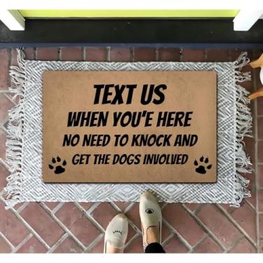 Imagem de ZHAOFLY Capacho engraçado de boas-vindas (60,2 cm x 39,6 cm) borracha antiderrapante entrada traseira decoração interior varanda tapetes presente aquecimento casa (texto antes de chegar sem batida)