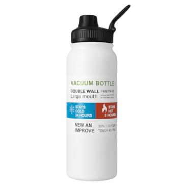 Imagem de Garrafa Térmica Inox 800ml Esportiva com Alça Parede Dupla Isolada a Vácuo Antivazamento (Branca)