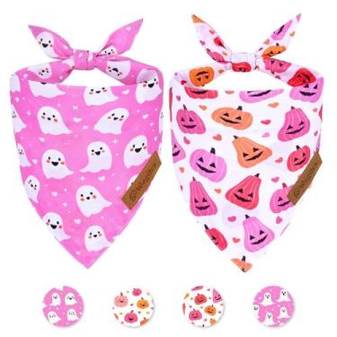 Imagem de Pacote com 2 bandanas para cães Wegitcs com logotipo de couro de Hallo