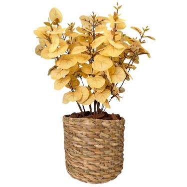 Imagem de Planta Eucalipto Artificial Com Vaso Palha Completo Arranjo - Flor Imp