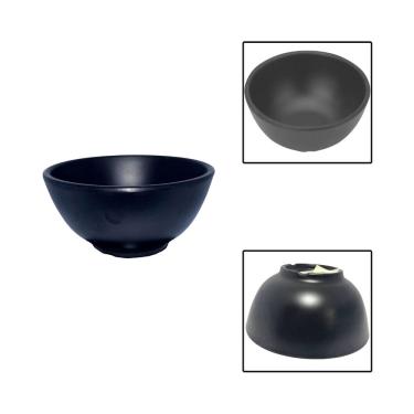 Imagem de Tigela Bowl Aprox 300ml Melamina Preta Cumbuca Caldo Sopa