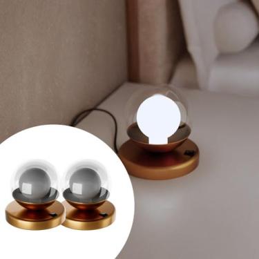 Imagem de Kit 2 Abajur de Mesa Moderno dama de Alumínio Bivolt com Globo vidro 1