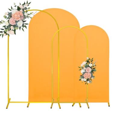Imagem de Conjunto de capa de pano de fundo de arco de 1,8 m e elástico dourado combinando com arco de 1,8 m, suporte de pano de fundo Chiara de topo redondo para decoração de festa de aniversário, chá de bebê