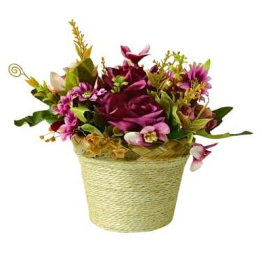 Imagem de Arranjo Decorativo de Flores em Vaso de Sisal Artificial - Cacaia Flor