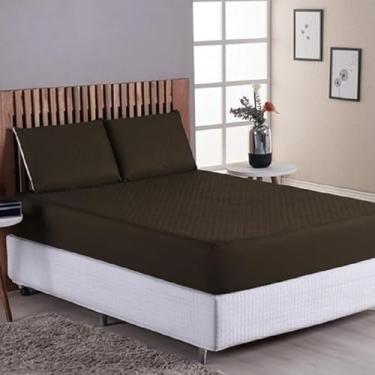 Imagem de Capa de Colchão Impermeável/Protetor de Colchão Impermeável - Antialérgica e Antibacteriana - Vários Tamanhos - Matelassê (Marrom, Solteiro)