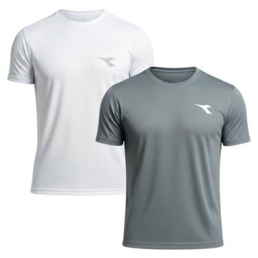 Imagem de Kit 2 Camisetas Diadora Small Logo Masculina - Grafite e Branco G, Cin