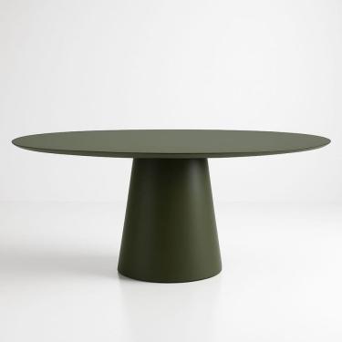 Imagem de Mesa de Jantar Cone Oval 120x80 cm Laca Verde Musgo
