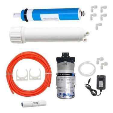 Imagem de Kit Montagem Osmose Reversa 100gpd + Bomba + Suporte - Fdma Filtros