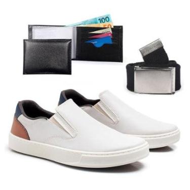 Imagem de Kit Tenis Casual Iate Masculino Com Carteira Cinto Resistente Sapatenis Confortavel Leve Macio-Masculino