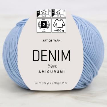 Imagem de Jeans Amigurumi Fio Arte 55% Algodão 45% Poliacrílico 50 g 174 m Macio Suave Esporte Fino (2) para Crochê, Tricô, Cobertores de Tricô, Roupas de Bebê Mais Cores (Azul, Pacote 1)