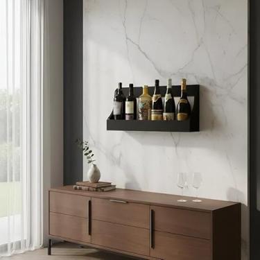 Imagem de Prateleira Adega Suporte Decorativo para Vinhos e Bebidas Preto Laca