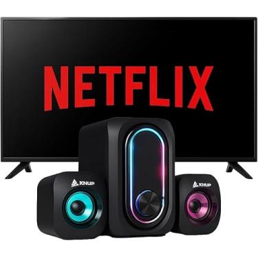 Imagem de Caixa de Som 2.1 Potente com Subwoofer e Bluetooth – LED Decorativo, USB 5V, Ideal para Jogos e Música