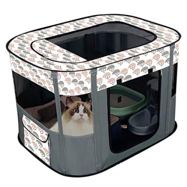 Imagem de Generic Sala de Entrega do Gato, Janela de Visão de Pano de Grade Leve Dobrável Casa do Gato Rola Acima da Clarabóia Removível da Porta para o Curso para Cães (Cinza)