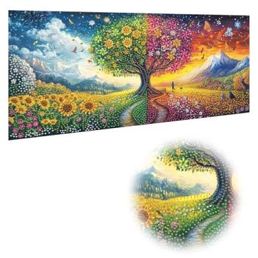 Imagem de Reofrey Kits de arte de diamante grande de forma especial DIY para adultos, árvore, paisagens, kits de pintura de diamantes grandes para adultos, tela bordada de ponto cruz de strass para artesanato