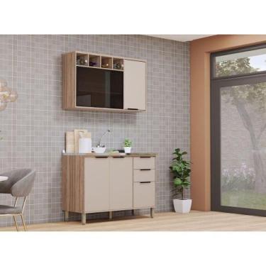 Imagem de Cozinha Modulada Compacta 2 Peças Sem Tampo Aspen Luciane Mó Vanilla/b
