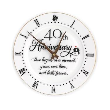 Imagem de Treble Bee Relógio de cerâmica de aniversário, presentes elegantes para aniversário de casamento de casal, aniversário de ouro, relógios exclusivos de decoração de parede para cozinha sala de estar