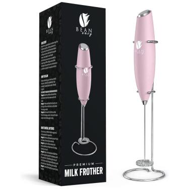 Imagem de Bean Envy Espumador Elétrico de Leite em Aço Inoxidável a Bateria com Suporte, Rosa