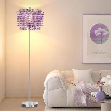 Imagem de Luminária de chão Luvkczc 162 cm de cristal roxo com pedal