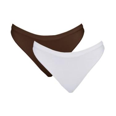 Imagem de Kit 2 Calcinhas Tanga Hanes 1148 Café/Branco - G, G, Café, Branco