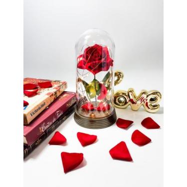 Imagem de Luminária Cúpula A Bela E A Fera A Rosa Encantada Presente para namora