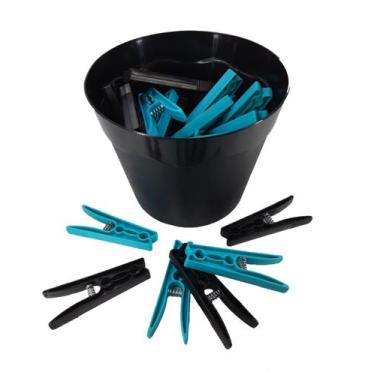 Imagem de Cesto Preto Pregadores de Roupas Plástico Preto com Azul - Dhause, Ver