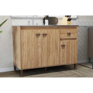 Imagem de Balcão De Cozinha Torino C- 3 Portas E 1 Gaveta S- Tampo 120cm Mel - Movelbento