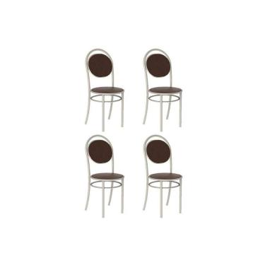 Imagem de Cadeira Sala De Jantar 190 Aço Kit 4 Uni Prata-courano Cacau - Carraro