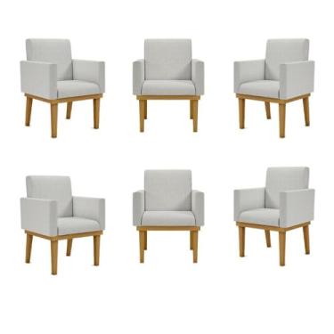 Imagem de Kit 06 Cadeiras Decorativa Reforçada Oferta Balaqui Linho Cor:linho Cinza Claro