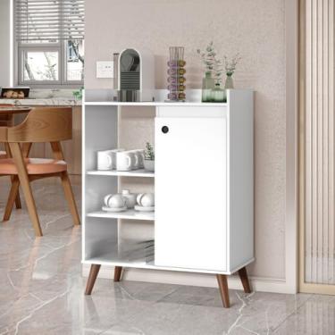 Imagem de Aparador Buffet Moderno com Pintura e Pés Palito em Poliuretano – Móvel de Apoio para Sala ou Escritório (branco)