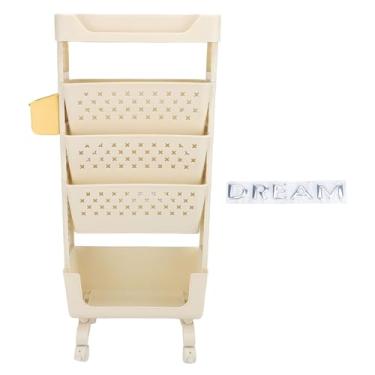 Imagem de Pssopp Carrinho Utilitário de Rolamento de 5 Camadas, Rack de Livros de Armazenamento Móvel, Organizador de Utilidades, Estante para Estudo, Escritório, Quarto (Creme Branco)