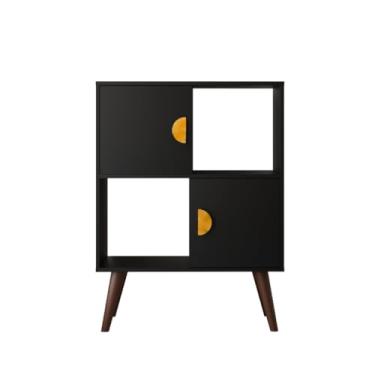 Imagem de Aparador Buffet Moderno com 2 Portas e Nichos – Móvel para Sala, Cozinha ou Escritório (Preto)