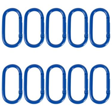 Imagem de 10 peças de anéis ovais de liga azul escuro para portão de mola, ganchos de escalada, clipes de pressão, fechos de bloqueio, fivelas para chaveiros, mochila, chaves de carro, artesanato, 50 x 25 mm